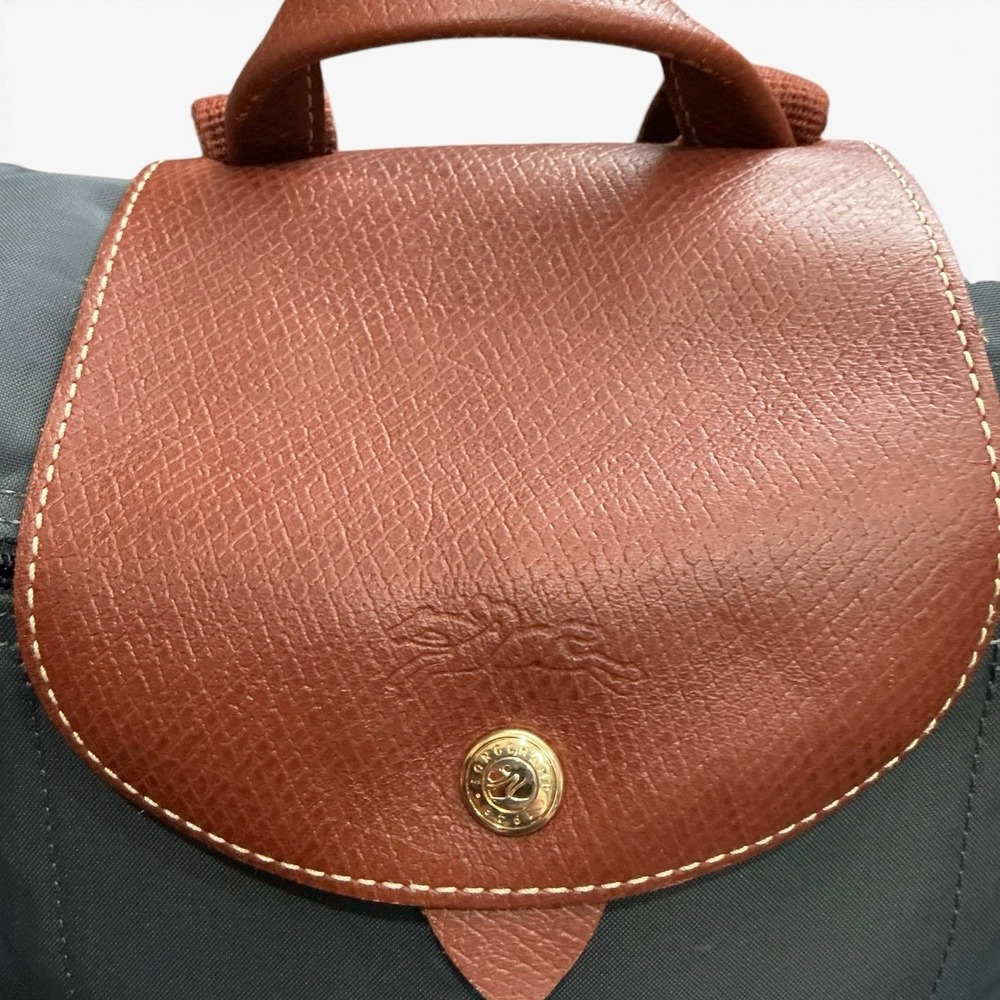 Longchamp Le Pliage Sac A Dos Vintage Y2K Nylon Leather Backpack Rare - Picture 2 of 8